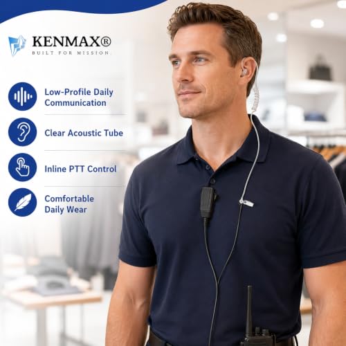 KENMAX® 2 Pin Air Covert Acoustic Earpiece Headset for Two Way Radio Kenwood PUXING Baofeng UV-3R Plus UV-5R UV-5RA 888S - color: Pack of 2