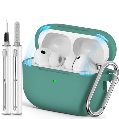 Ljusmicker for AirPods Pro 3 Case 2025 with Magnetic Lock,Green | Soft Silicone Protective Cover for Apple AirPod Pro 3rd Generation Case with Cleaner Kit & Keychain for Women Men,Shockproof - color: A1-Green