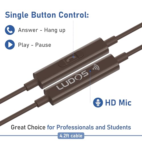 LUDOS Zenith Wired Earbuds in-Ear Headphones, 5 Year Warranty, Earphones - color: Brown, size: 3.5 mm