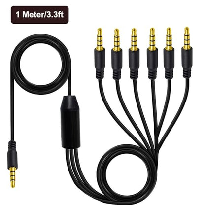 3.3ft 1/8” 3.5mm TRRS Stereo Audio Cable, 1 to 5 Splitter Male Aux Cord, 4 Pole Jack Headphone MIC Adapter for Smart Phones, MP3, Laptops, Speaker, Don’t Support MIC of iOS Headphone - style: 1 to 5