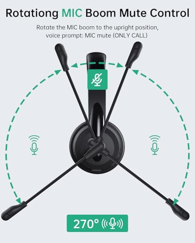 AOC Wireless Headset with Mic for Work, AI Noise Cancelling, Bluetooth | AI Noise Cancelling Mic, Bluetooth 5.3, USB-A/C Dongle Included, Mic Mute, Compatible with PC, Laptop & iPhone - color: Black