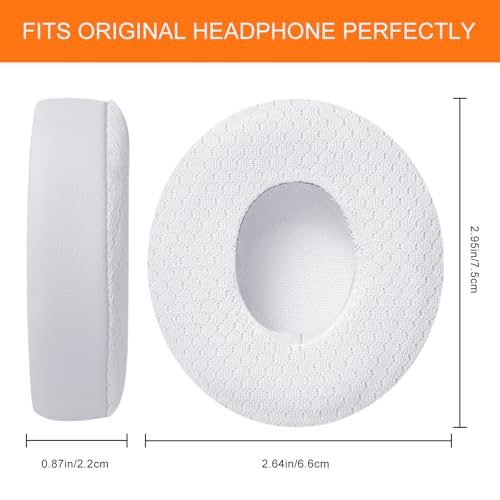 Replacement Ear Pads for Beats Solo 3 - Cooling Earpad Cushions for Solo 2 | Solo On-Ear Headphones Covers with Strong Adhesive Memory Foam (White) - color: White Cooling