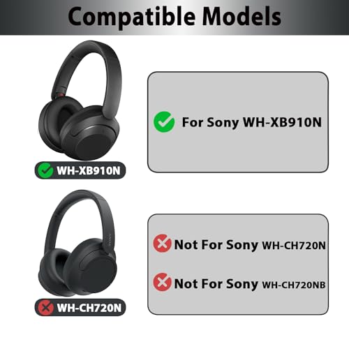 WH-XB910N Replacement Ear Pads, Upgrade Cooling Gel Earpads Cushions for Sony WH-XB910N Noise Cancelling Headphones, Ear Pads Cushions with Soft Memory Foam and Buckle(Black) - color: Black-Upgrade Gel-with net and buckle