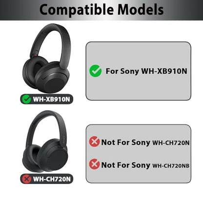 WH-XB910N Replacement Ear Pads, Upgrade Cooling Gel Earpads Cushions for Sony WH-XB910N Noise Cancelling Headphones, Ear Pads Cushions with Soft Memory Foam and Buckle(Black) - color: Black-Upgrade Gel-with net and buckle