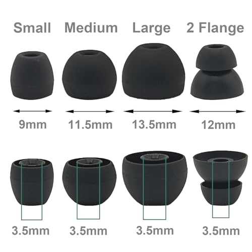 Replacement Eartips Compatible with Powerbeats Pro, Replacement Earbuds Silicone Ear Tips Eargels Set - Small, Medium, Large and Double Flange (4 Pairs) (Black) - color: black