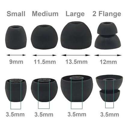 Replacement Eartips Compatible with Powerbeats Pro, Replacement Earbuds Silicone Ear Tips Eargels Set - Small, Medium, Large and Double Flange (4 Pairs) (Black) - color: black