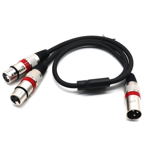 XLR Splitter Cable - XLR Male to Dual Female 3 Pin Patch Y Cable Balanced Microphone Splitter Cord Audio Adapter (50CM/1.5FT) - color: XLRM-2XLRF-50CM-1PACK