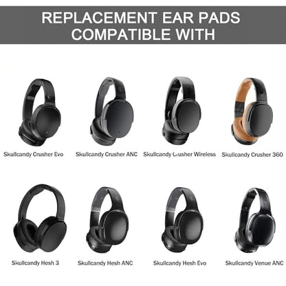 Replacement Ear Pads for Skullcandy Crusher Wireless/Evo/Hesh ANC/EVO/Crusher ANC, Headphones Ear Cushions Covers for Skullcandy Venue Wireless ANC Headset Accessories Ear Cups Repair Parts (Black) - color: Black