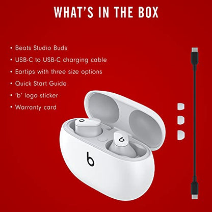 Beats Studio Buds - True Wireless Noise Cancelling Earbuds - Compatible with Apple & Android, Built-in Microphone, IPX4 Rating, Sweat Resistant Earphones, Class 1 Bluetooth Headphones - White - color: White, style: Studio Buds