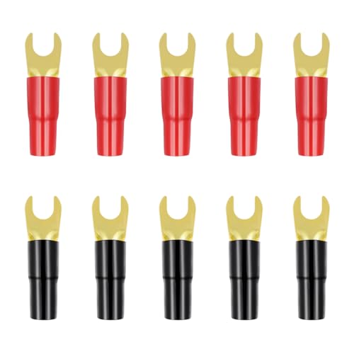 5 Pairs Spade Terminal Crimp Terminals Crimp Barrier Spades Copper Spade Crimp Connectors 8ga Terminal Speaker Wire Connectors