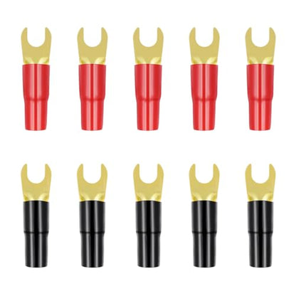 5 Pairs Spade Terminal Crimp Terminals Crimp Barrier Spades Copper Spade Crimp Connectors 8ga Terminal Speaker Wire Connectors