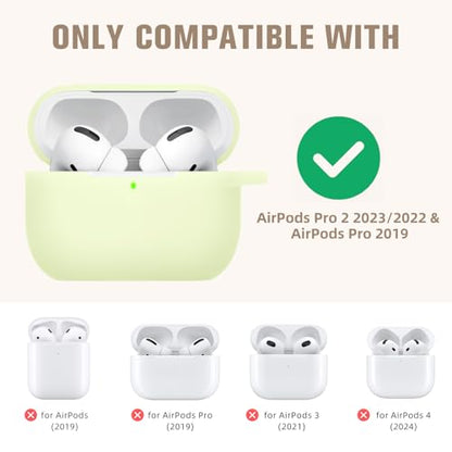Hamile Compatible with AirPods Pro Case Protective Silicone Airpod Case Shockproof Cover Skin for Apple Airpod Pro 2019 Charging Case, with Keychain, Yellow Green-Night Glow Green - color: 7-Nightglow Green