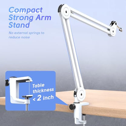 FIFINE Microphone Arm Stand and XLR Cable Set,Metal Heavy Duty Mic Stand with Desk Clamp, 5/8" Screw,XLR Interface Cable with Balanced 3 PIN,Mic Wire for Recording Podcast Streaming(BM63W+L9)