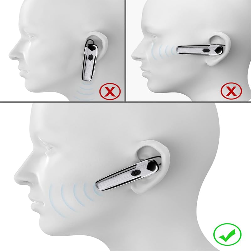 Bluetooth Headset V5.3 Single-Ear Earpiece with Wireless Microphone 48H Battery, Bluetooth Earpiece - Handsfree for Driving/Truck Drivers, Compatible with iPhone, Android, Samsung - color: Silver-Gray-Black
