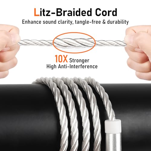 Premium HiFi USB-C IEM Cable with Mic - Silver-Plated MMCX Cord for Lossless Sound, USBC in-Ear Monitor Cables with 96kHz/24bit DAC for Vibes 201/202, Shure SE215/315/425/535/846, Silver(HC001MC)