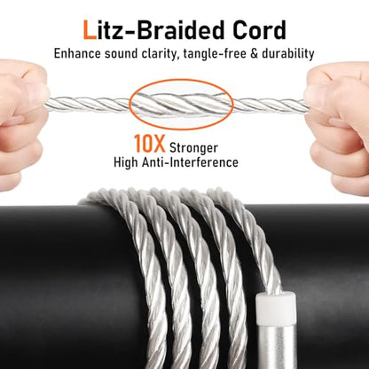 Premium HiFi USB-C IEM Cable with Mic - Silver-Plated MMCX Cord for Lossless Sound, USBC in-Ear Monitor Cables with 96kHz/24bit DAC for Vibes 201/202, Shure SE215/315/425/535/846, Silver(HC001MC)