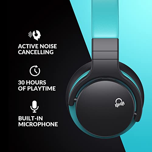MOVSSOU Million Sold Classic E7 Active Noise Cancelling Headphones | Upgraded HD Sound, Wireless Bluetooth Headphones Over The Ear Unequaled Comfort, Vivid Deep Bass, for Home Office Travel Gift - color: Light Blue