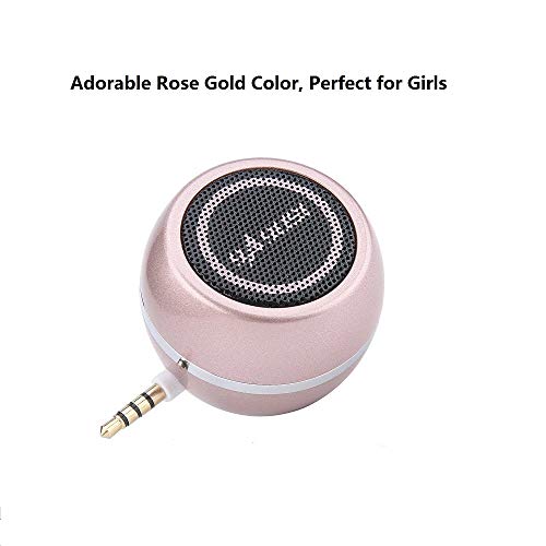 Mini Portable Speaker with 3.5mm Aux Input Jack, 3W Mobile Phone Line-in Speaker for iPhone iPad iPod Tablet Cell Phones, Gifting for Girls/Kids, Rose Gold