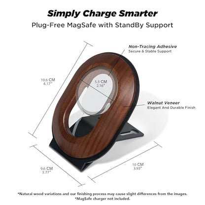 Moodular Phone Stand Add-On for MagSafe & Rails, Do Not Use Alone | Accessory Only, Charger Not Included, Ergonomic Viewing Angle, Flexible Positioning, Wood & Steel Design, Black, MSA-MS