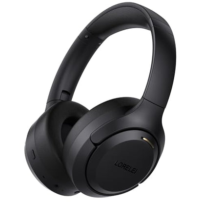 LORELEI QC60 Hybrid Active Noise Cancenlling Headphones,Wireless Over Ear Bluetooth Headsets with Microphone, 60H Playtime Foldable Lightweight, Deep Bass, Memory Earmuffs, for Travel Home Office - color: Space Black