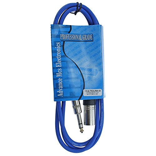 1/4" TRS to 3 Pin XLR Male Pro Audio Patch Cable Balanced and Shielded (6 Foot Feet ft Long, Blue) - color: Blue, size: 6 ft long