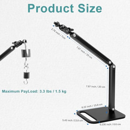 Desk Microphone Stand,Heavy-Duty Adjustable Mic Arm Desktop Microphone Mount,1/4" and 5/8" Screw Adapters,Max Load 3.3 lb,for Fifine/Shure/Pyle/AT2020/Razor/Rode/Blue Yeti & Snowball/Webcam Camera