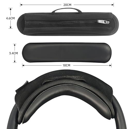 Adhiper Universal Headphone Headband Cover + Removable Headband Cushion - color: Black with Foam Cushion