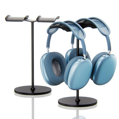 NQQNQQ【1PACK Aluminum Dual Headphone Stand for Over-Ear Gaming Headsets – Heavy Base Holder Compatible with Beats, Bose, ATH, AKG. DJ-O (Black) - color: Black