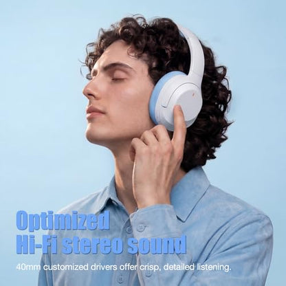 Upgraded Pro‑level Hybrid Active Noise Cancelling Headphones, HD Sound & Big Bass, 2X Softer Comfort, Long ANC Playtime, Wireless Over-Ear Bluetooth Headphones Perfect for Home Office|Travel|Pair - color: Blue