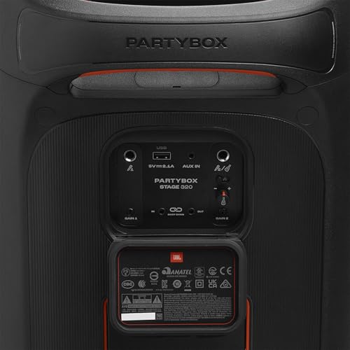 JBL PARTYBOX Stage 320 Portable Party Speaker Bundle with 2 Wireless Microphones (Black)