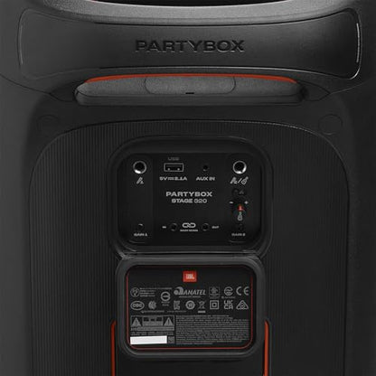 JBL PARTYBOX Stage 320 Portable Party Speaker Bundle with 2 Wireless Microphones (Black)