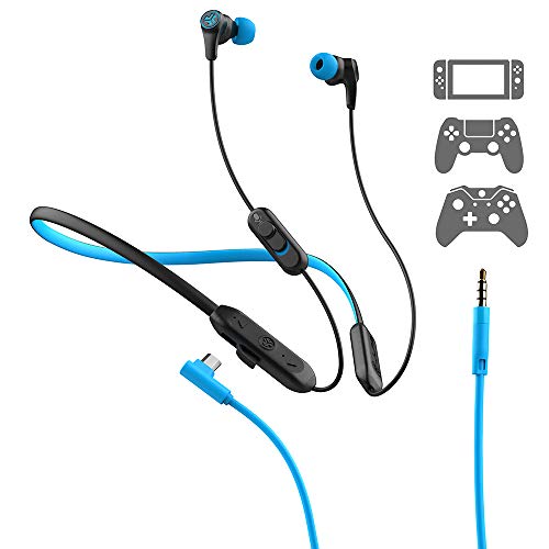 JLab Play Gaming Wireless Earbuds, 11+ Hour Bluetooth 5 Playtime 60ms Super-Low Latency for Mobile Gameplay, Built-in Microphone, AUX Gaming Cord Compatible with Gaming Consoles (Renewed)