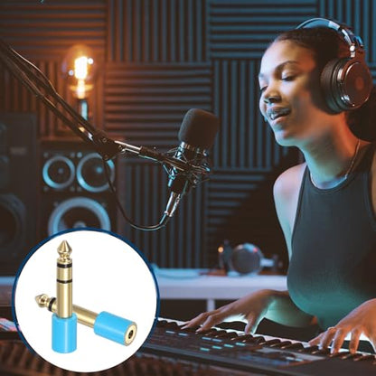 MECCANIXITY 2Pcs TRS 6.35mm Male to 3.5mm Female 1/4" Plug to 1/8" Blue | Stereo Headphone Adapter, Jack, Audio Converter, Pure Copper, Gold Plated, for Guitars Speakers Computers - color: Blue