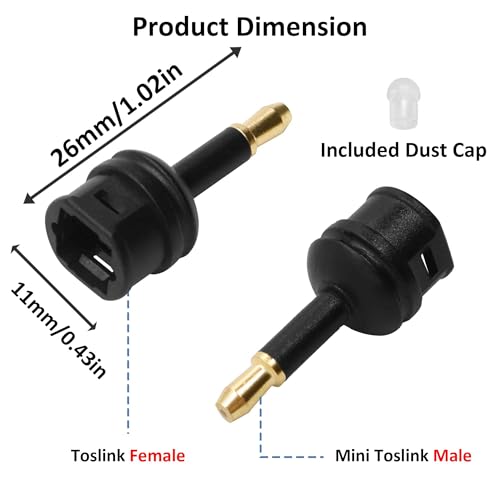 3.5mm Mini Toslink Adapter Digital Fiber Optic Audio Connector | Toslink Female to 3.5mm Mini Male Jack Converter,for Optical Audio Cable Laptop TV Sound Bar Home Theater