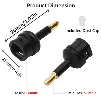 3.5mm Mini Toslink Adapter Digital Fiber Optic Audio Connector | Toslink Female to 3.5mm Mini Male Jack Converter,for Optical Audio Cable Laptop TV Sound Bar Home Theater