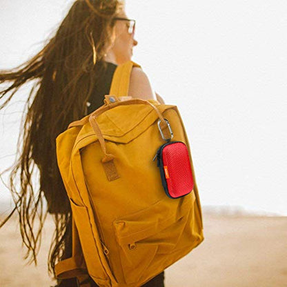 Red Rectangle Small EVA Case, Lightweight Hard Shell Zipper Pouch | Universal Protection Bag for Earbud, Headset, Charger, Airpods, iPod, USB Cable, MP3, Key, Change - color: Red