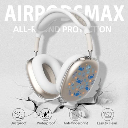 Cute Cartoon Marine Clear Case for Airpods Max Headphones Crab Waterweed Soft TPU Ear Cups Cover Anti-Scratch Silicone Ear Pad Protective Case Kawaii Headband Cover for Apple Airpods Max - color: Waterweed crab 04