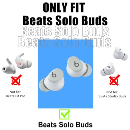 Ear Hooks for Beats Solo Buds, 5 Pairs Ear Hook Compatiable with Beats Solo Bud 2024 Silicone Accessories Anti-Slip Ear Covers Holder [Not Fit in The Charging Case](Black)