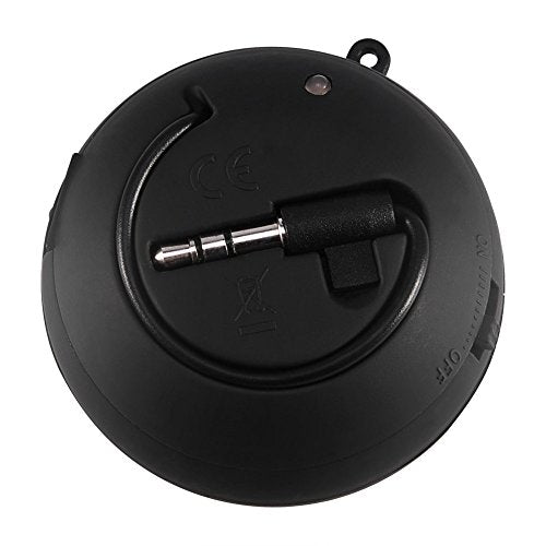 ASHATA Portable Mini Speaker, Plug in Speaker with 3.5mm Plug Retractable, Mono, 1.5Hrs Playtime, Compatible with MP3 MP4 MP5 Smartphone PC Laptop, 180mAh Battery, Black