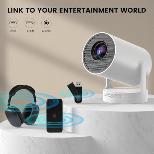 [Electric Focus]Mini Portable Projector with 4K Support, Bluetooth 5.4 WIFI6, 5watt Sound Base Speaker, 260 ANSI, Android 11, 210° Rotation , Auto Keystone Correction Video Projector HY300 PLUS
