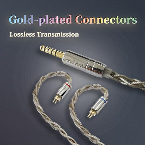 Premium IEM Earphone Audio Cable, Single Crystal Copper & Silver-Plated Hybrid Twisted, Balanced Upgrade Cable, Braided Hi-Fi Replacement Extension Cord 1.2M (2pin-0.78mm, 4.4mm)