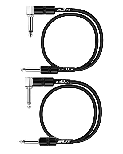 36 Inch Guitar Patch Cable 3 FT 95 CM Straight to Angled 2Pack | Performance Guitar Effect Pedal Cables Standards size Nickel Plated Plug - color: Straight-Angled, size: 36in-2Pack