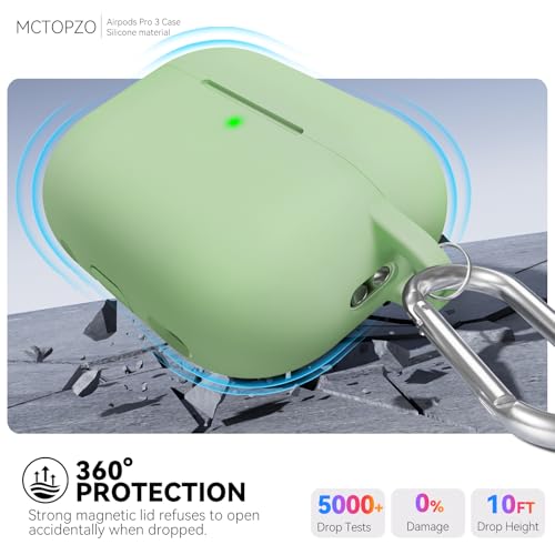for AirPods Pro 3 Case 2025,Come with Cleaner Kit,Magnetic Teal | Silicone Protective Cover for Airpod Pro 3rd Generation Case with Keychain,for Women Men,One-Piece Design,Shockproof,Magnetic - color: A1-Magnetic Pastel Green