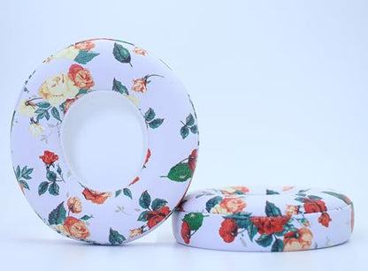 Headphone Replacement Ear Pad Cover Compatible with Beats by Dre Solo3 Solo2 Wired Wireless Headphones Protein Leather Memory Foam Headphone Cushion Ear Muffs-White Flower - color: White flower