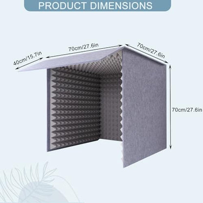 Desktop Soundproof Cover, Portable Vocal Booth, Microphone Isolation Booth Cube | Vocal Absorbing Shield, Small Music Recording Studio for Home Studio(Grey, 70x70cm) - size: 70x70cm