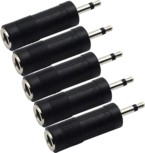 3.5mm to 6.35mm Adapter 3.5mm Mono 1/8 inch Audio Male to 6.35mm 1/4 inch Female Mic Plug Adapter Jack Converter(5 Packs) - color: 5 Packs