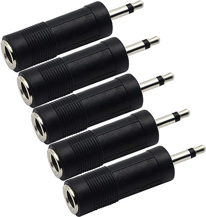 3.5mm to 6.35mm Adapter 3.5mm Mono 1/8 inch Audio Male to 6.35mm 1/4 inch Female Mic Plug Adapter Jack Converter(5 Packs) - color: 5 Packs
