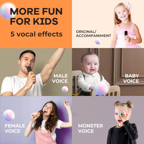 YLL Mini Karaoke Machine for Kids Adults, Portable Bluetooth Speaker with 2 Wireless Microphones, Birthday Gifts Toys for Girls Boys Ages 3, 4, 5, 6, 7, 8, 9,10,11,12+ Years Old Toddler (Orange) | Portable Bluetooth Mini Speaker with 2 Wireless Microphone