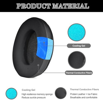Aiivioll WH-CH720N/CH710N/WH-CH700N Replacement Ear Pads Cooling Gel for WH-CH720N, WH-CH710N, WH-CH700N, WH-XB900N, WH-RF400, MDR-10R Headphones, Sound Isolating Foam Ear Pads (Black) - color: Black-Cooling Gel