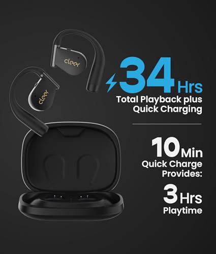 Cleer ARC 4 Plus Open Ear Earbuds with Dolby Audio,Black | True wireless Bluetooth with head tracking, IPX7 waterproof earhook,34H playtime, custom EQ,for sports, running & workout - color: Black